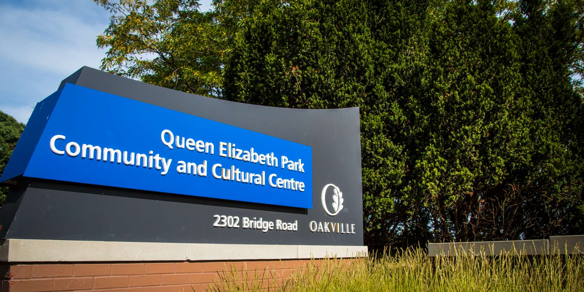 Queen Elizabeth Park and Cultural Centre sign in West Oakville, Oakville, Ontario