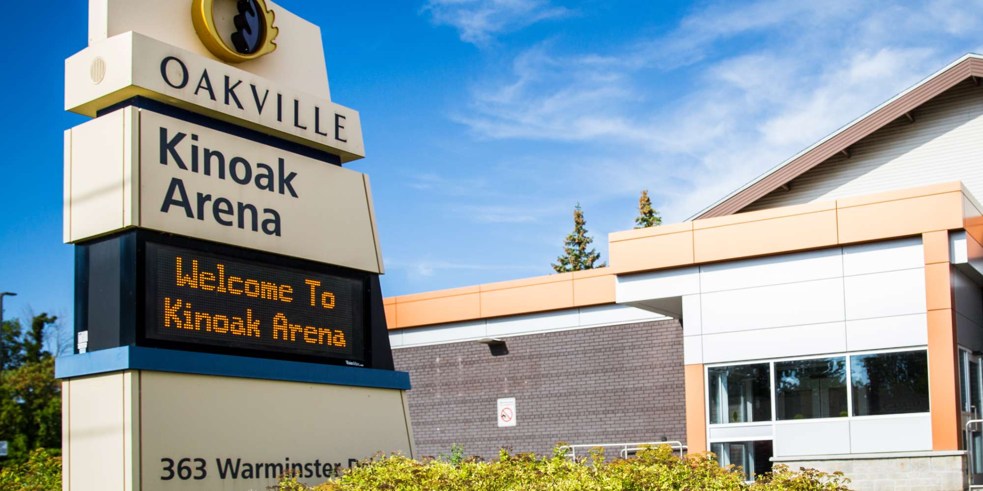Kinoak Arena sign in West Oakville, Oakville, Ontario