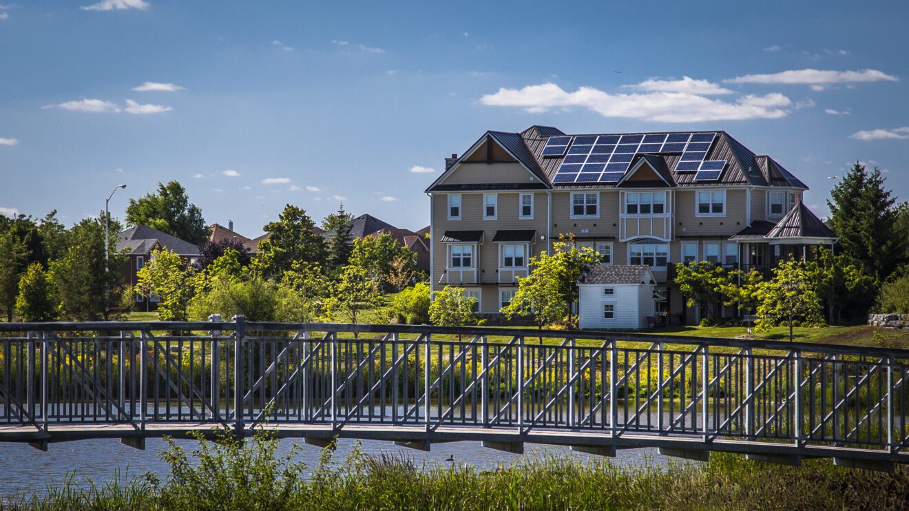 Pond and green space near Uptown Core Oakville