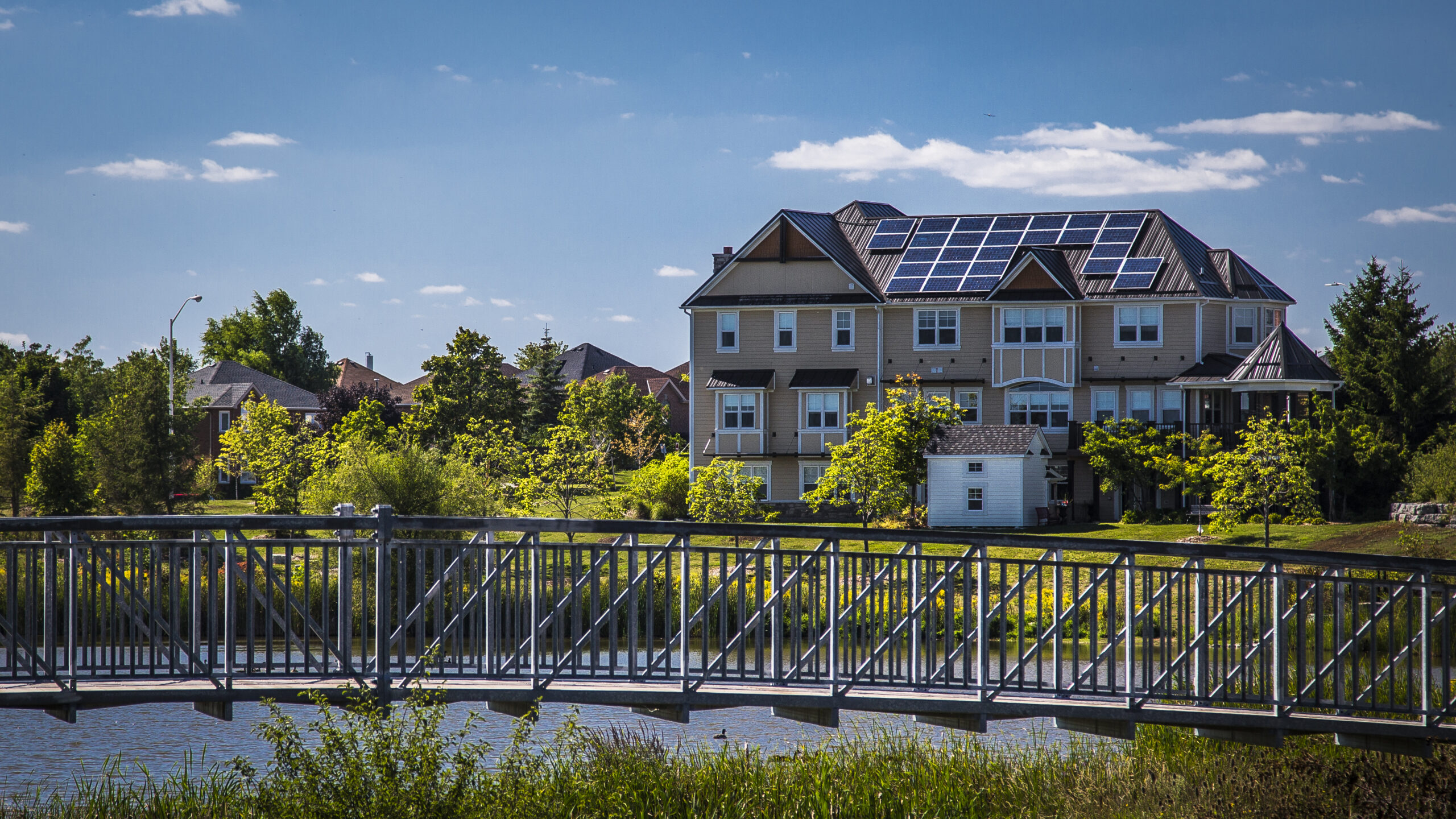 Pond and green space near Uptown Core Oakville