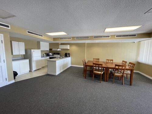 Dining area at Stoneboat Quay condo building Oakville