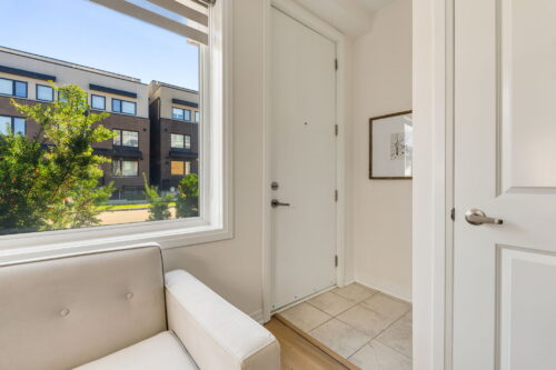 foyer with built in bench william duncan road downsview park toronto