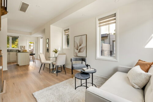 open living area with new laminate flooring william duncan road downsview park toronto