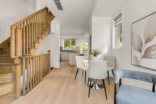 dining area beside the staircase william duncan road downsview park toronto